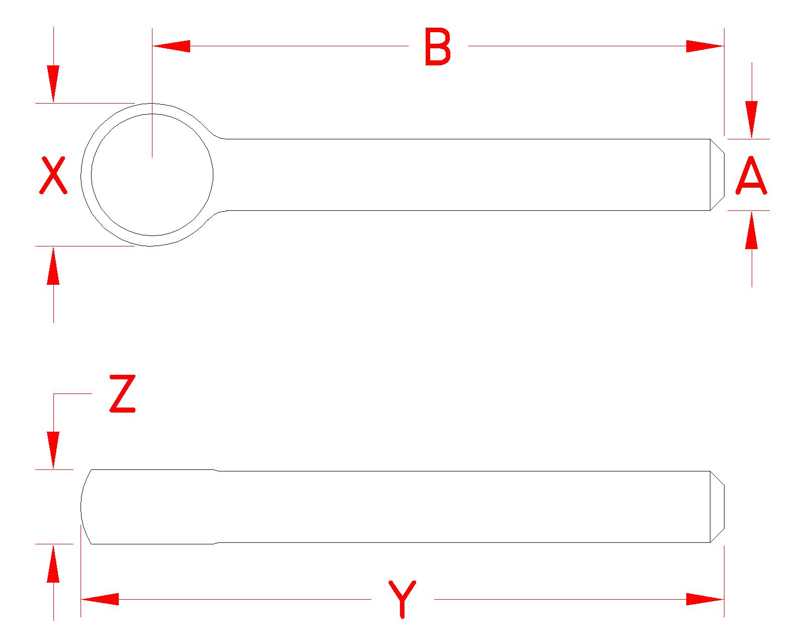 Stainless Steel Rod End Blank, Customized, S0360-10075, S0360-1, Line Drawing